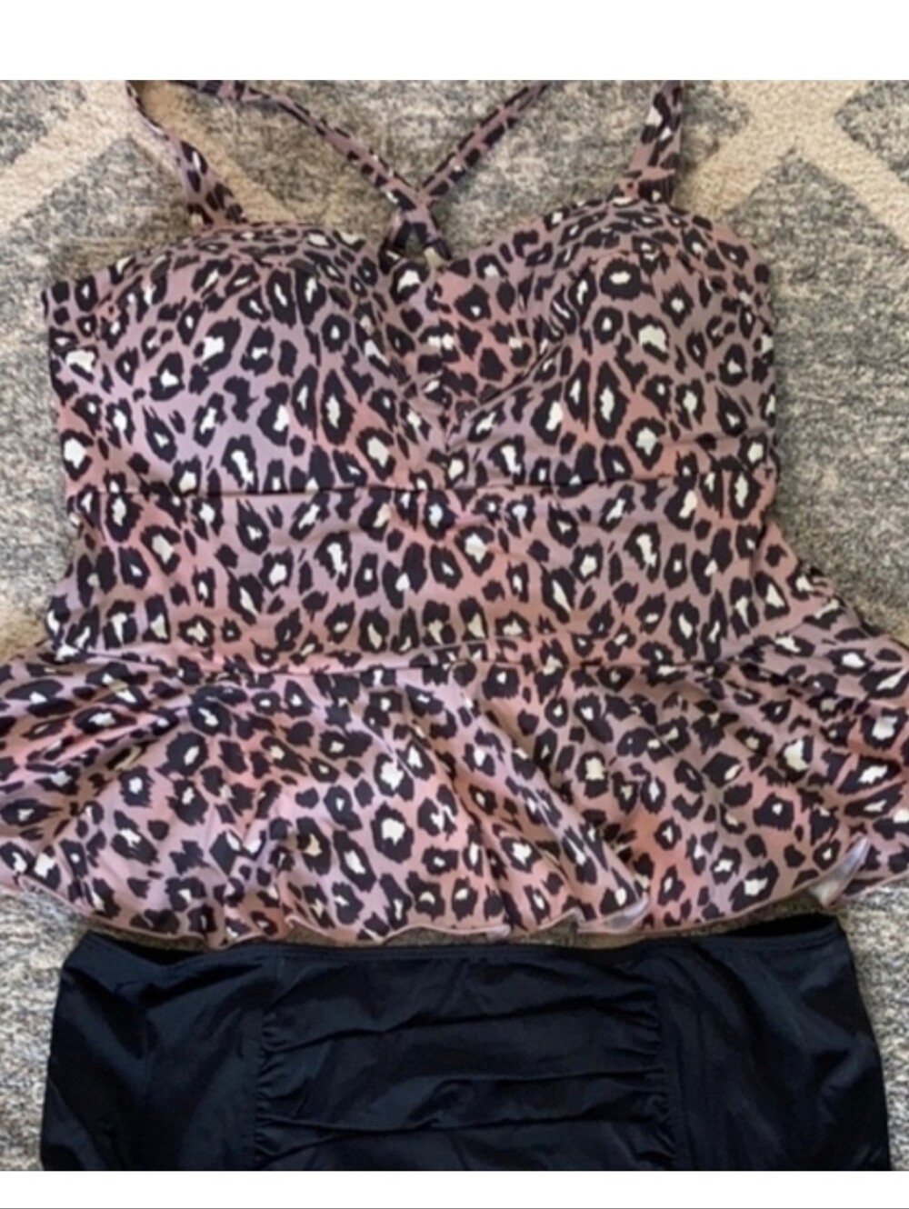 G.I.L.I. Pink and Black Bustier Peplum Swim Tankini - Picture 8 of 8